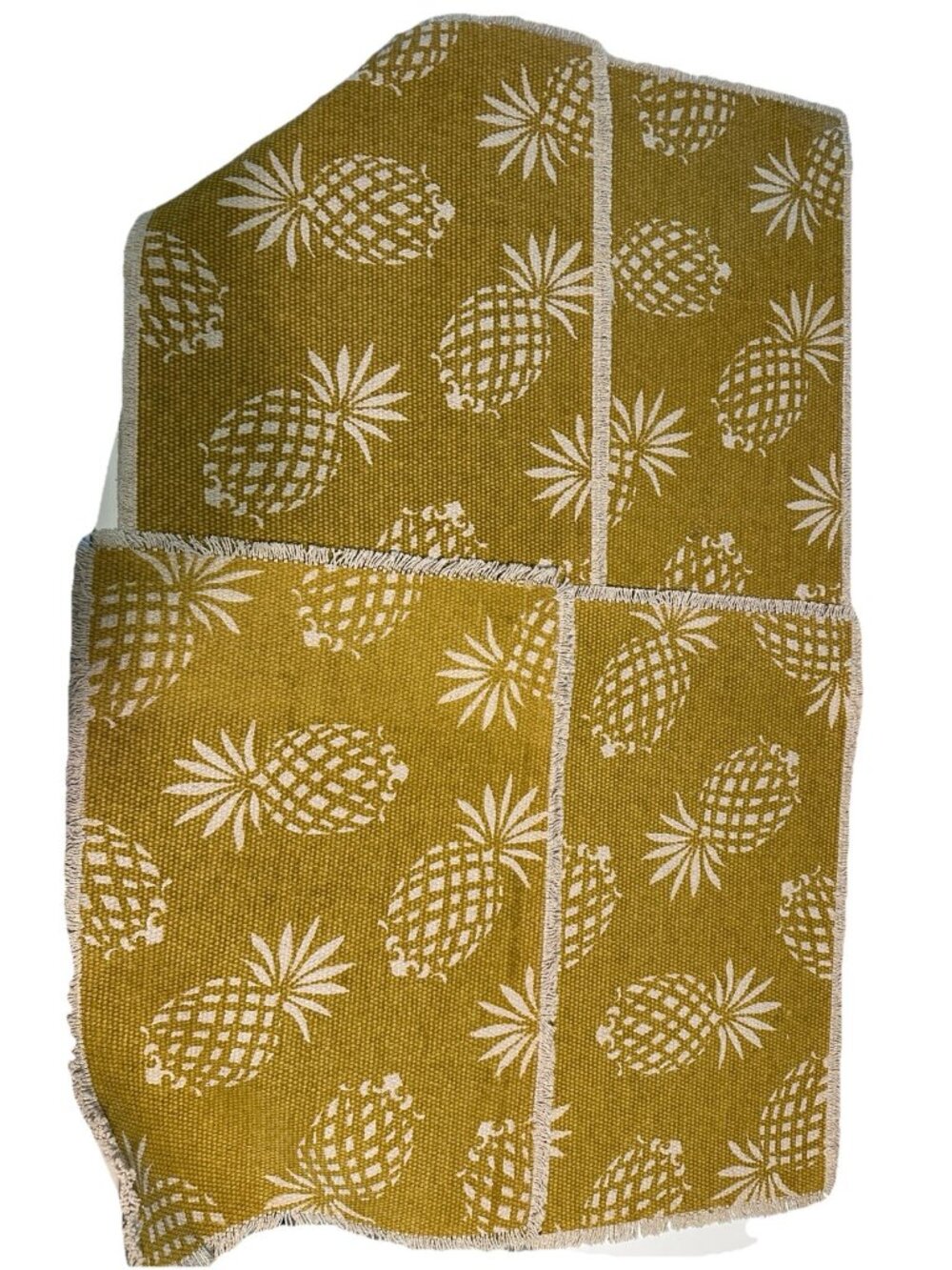 4 Park Designs Cloth Placemats Woven Pineapple  Tropical Fringe Dinner Party